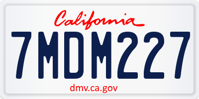 CA license plate 7MDM227