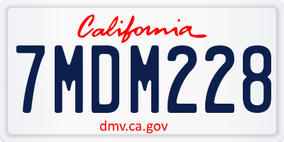 CA license plate 7MDM228