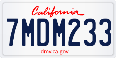 CA license plate 7MDM233