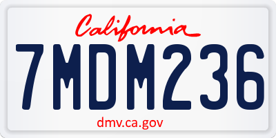 CA license plate 7MDM236