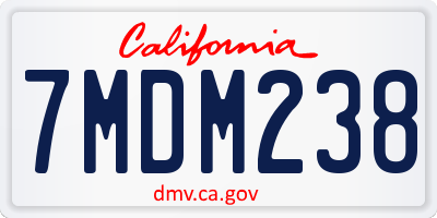 CA license plate 7MDM238