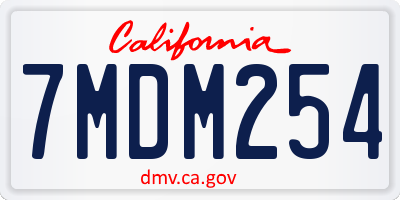 CA license plate 7MDM254