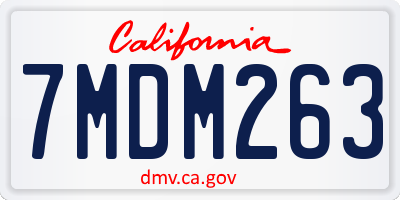 CA license plate 7MDM263