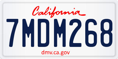 CA license plate 7MDM268