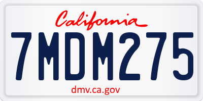 CA license plate 7MDM275