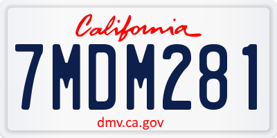 CA license plate 7MDM281