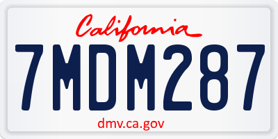 CA license plate 7MDM287