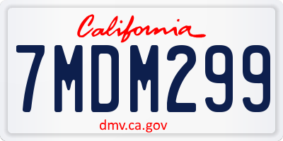 CA license plate 7MDM299