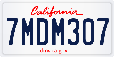 CA license plate 7MDM307