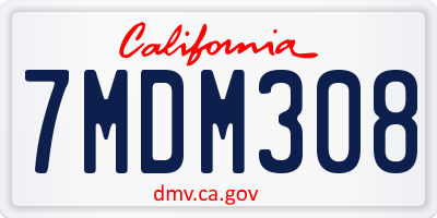 CA license plate 7MDM308