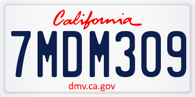 CA license plate 7MDM309
