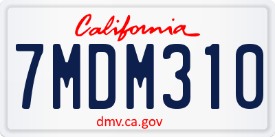 CA license plate 7MDM310