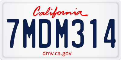 CA license plate 7MDM314