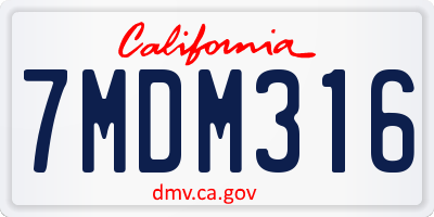CA license plate 7MDM316