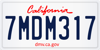 CA license plate 7MDM317