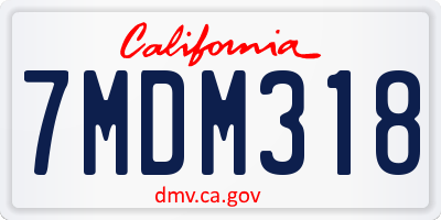 CA license plate 7MDM318