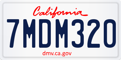 CA license plate 7MDM320