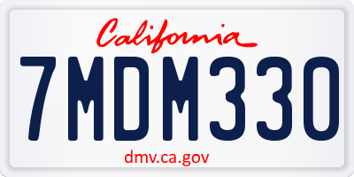 CA license plate 7MDM330