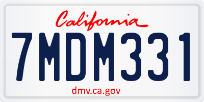 CA license plate 7MDM331