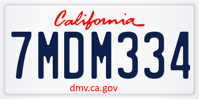 CA license plate 7MDM334