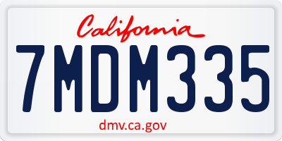 CA license plate 7MDM335