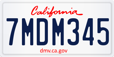 CA license plate 7MDM345