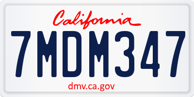 CA license plate 7MDM347