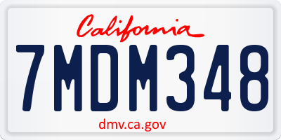 CA license plate 7MDM348