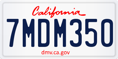 CA license plate 7MDM350