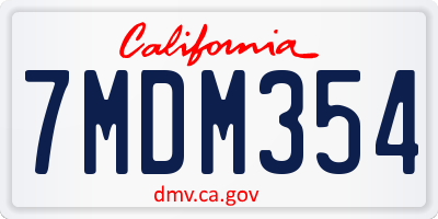 CA license plate 7MDM354