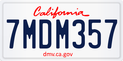 CA license plate 7MDM357