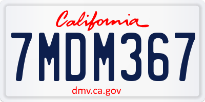 CA license plate 7MDM367