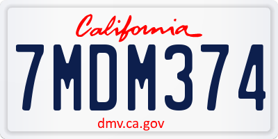CA license plate 7MDM374