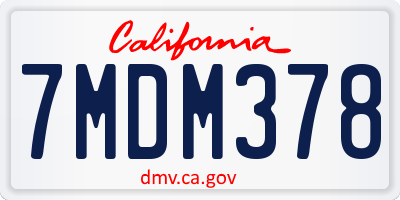 CA license plate 7MDM378