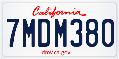 CA license plate 7MDM380