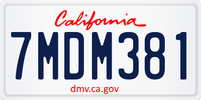 CA license plate 7MDM381