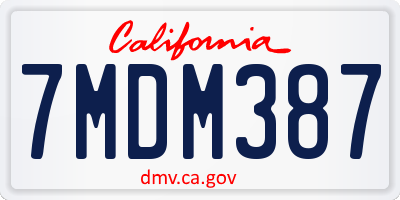 CA license plate 7MDM387