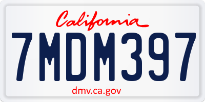 CA license plate 7MDM397