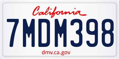 CA license plate 7MDM398