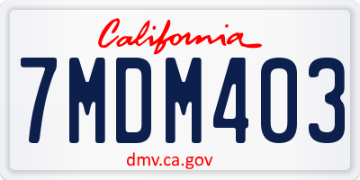 CA license plate 7MDM403