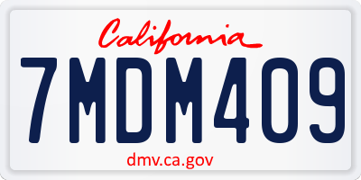 CA license plate 7MDM409