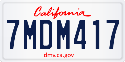 CA license plate 7MDM417