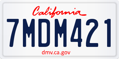 CA license plate 7MDM421