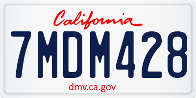 CA license plate 7MDM428