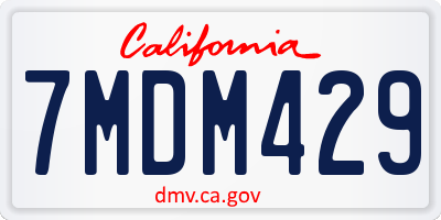 CA license plate 7MDM429