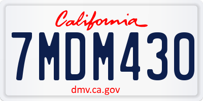 CA license plate 7MDM430