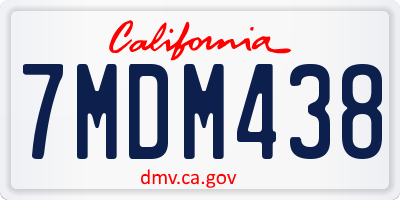 CA license plate 7MDM438
