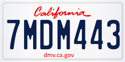 CA license plate 7MDM443