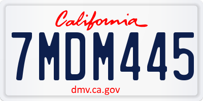 CA license plate 7MDM445