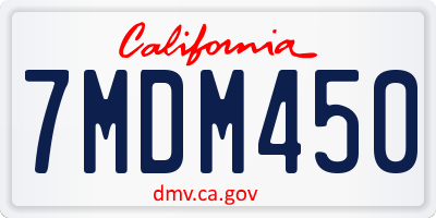 CA license plate 7MDM450